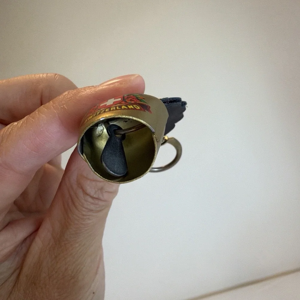 Swiss Souvenir Cow Bell with Leather Strap and Heart Ornament from switzerland